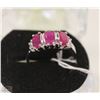 Image 1 : #74-RED RUBY &CZ RING,925 STERLING SILVER