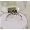 Image 1 : #87-NATURAL PERIDOT &CZ RING,925 STERLING SILVER