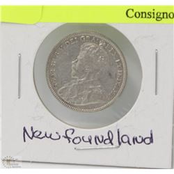 1912 TWENTY CENT NEWFOUNDLAND COIN