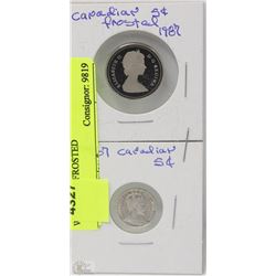 CANADIAN 1907 FIVE CENT COIN WITH 1987 FROSTED