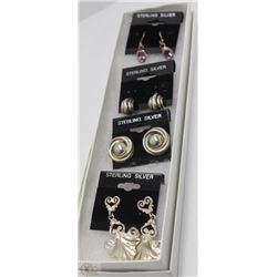 4 PAIRS OF STERLING SILVER EARRINGS