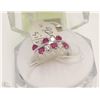 Image 1 : #72-RED RUBY &CZ RING,925 STERLING SILVER