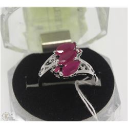 #65-RED RUBY RING,925 STERLING SILVER