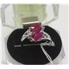 Image 1 : #65-RED RUBY RING,925 STERLING SILVER