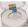 Image 1 : #90-BLUE TOPAZ &CZ RING ,925 STERLING SILVER