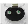 Image 1 : #51-GREEN EMERALD &CZ EARRINGS,925 STERLING SILVER
