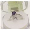 Image 1 : #85-PURPLE AMETHYST &CZ RING,925 STERLING SILVER