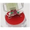 Image 1 : #82-GREEN EMERALD,RUBY &CZ RING,925 STERLING SILVER