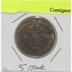 NAZI 1938 5 MARK COIN