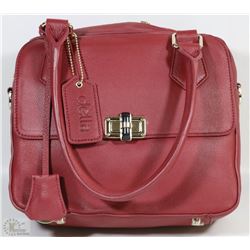 NEW DELLA LEATHER EMMA SATCHEL/SHOULDER BAG RED