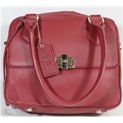 NEW DELLA LEATHER EMMA SATCHEL/SHOULDER BAG RED