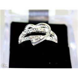 HEART-SHAPED ZIRCON SILVER PLATED SIZE8