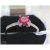 Image 1 : #70-RED RUBY &CZ RING,925 STERLING SILVER