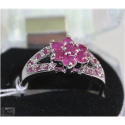 #64-RED RUBY RING,925 STERLING SILVER