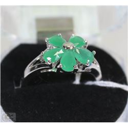 #76-GREEN EMERALD RING,925 STERLING SILVER