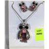 Image 1 : AUSTRIAN CRYSTAL PINK OWL SET