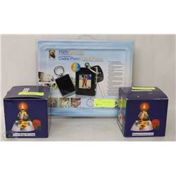 SET OF 2 NEW OIL LAMPS/ W DIGITAL PHOTO KEY CHAIN