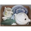 Image 1 : BOX OF ASSORTED VINTAGE DISHES INCL TEAPOT SET &