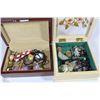 Image 1 : FLAT WITH TWO VINTAGE JEWELRY BOXES W/ CONTENTS