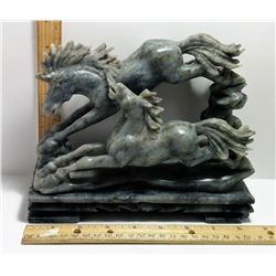 SOAP STONE CHINESE STYLE 2 HORSE CARVING