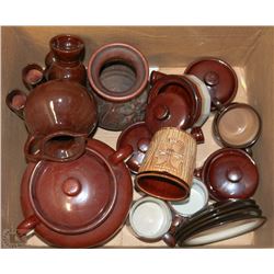 BOX WITH ASSORTED STONEWARE
