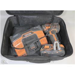 RIDGID 18V IMPACT DRIVER, 1 BATTERY, AND CHARGER