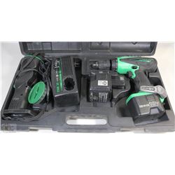 HITACHI 18V DRILL WITH FLASHLIGHT, 2 BATTERIES &