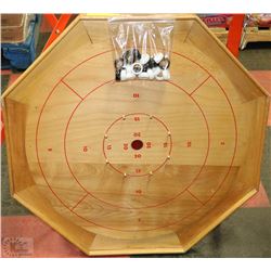 VINTAGE WOODEN CROKINOLE BOARD WITH RINGS