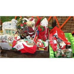 LOT OF 4 FLATS WITH CHRISTMAS DECORATIONS,