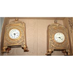2 10" MATCHING MANTEL CLOCKS