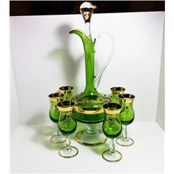 VINTAGE BOHEMIAN GLASS DECANTER SET