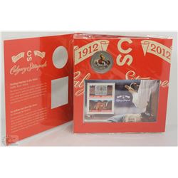 9) RCM 25 CENT COLOURED COIN AND STAMPS SET