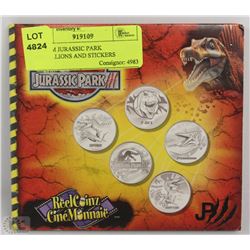 10) RCM JURASSIC PARK MEDALLIONS AND STICKERS