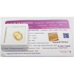 69) NATURAL CITRINE 6.162CT WITH COA