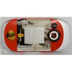 62) RCM NHL ALL-STARS 2001 STAMP & MEDALLION SET