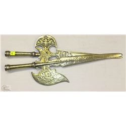 VINTAGE METAL MEDIEVAL SWORD AXES. MADE IN JAPAN.