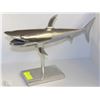 Image 1 : LARGE METAL SHARK ON DISPLAY STAND (18"L X 12"H)