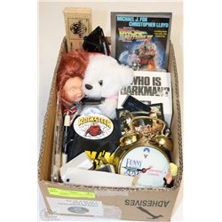 BOX OF MISC COLLECTIBLE MOVIE MEMORABILIA