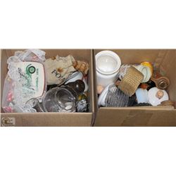 LOT OF 2 BOXES OF ASSORTED PORCELAIN & GLASS ITEMS