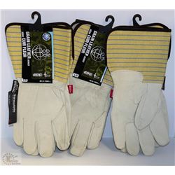 LOT OF THREE PAIRS OF LEATHER WINTER WORK GLOVES