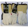 Image 1 : LOT OF THREE PAIRS OF LEATHER WINTER WORK GLOVES