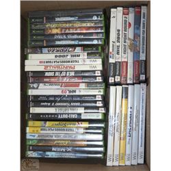 BOX OF ASSORTED XBOX, X360, PS2, & WII GAMES