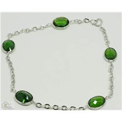 #3-14KT WHITE GOLD FIVE CHROME DIOPSIDE BRACELET