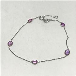 #9-14KT WHITE GOLD PINK & PURPLE SAPPHIRE BRACELET