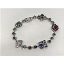 #1-STERLING SILVER GEMSTONE BRACELET