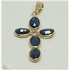 Image 1 : #11-14KT YELLOW GOLD SAPPHIRE & DIAMOND PENDANT