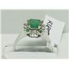 Image 1 : #12-18KT WHITE GOLD EMERALD & DIAMOND RING SIZE 7