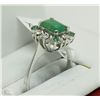 Image 2 : #12-18KT WHITE GOLD EMERALD & DIAMOND RING SIZE 7
