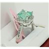 Image 2 : #14-14KT WHITE GOLD EMERALD & DIAMOND RING SZ 6.5