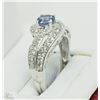 Image 2 : #15-10KT WHITE GOLD TANZANITE & DIAMOND RING SZ 7